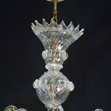 Wonderful large size Venetian chandelier, transparent and gold Murano glass