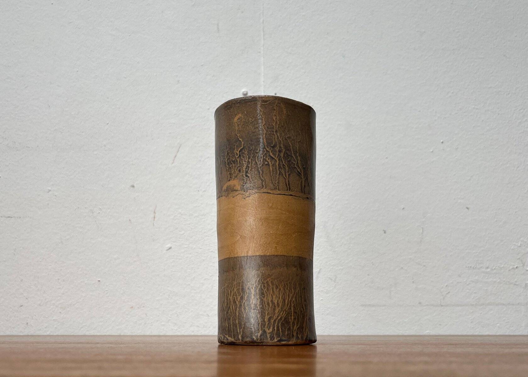 Vintage German brutalist studio pottery vase, 1979