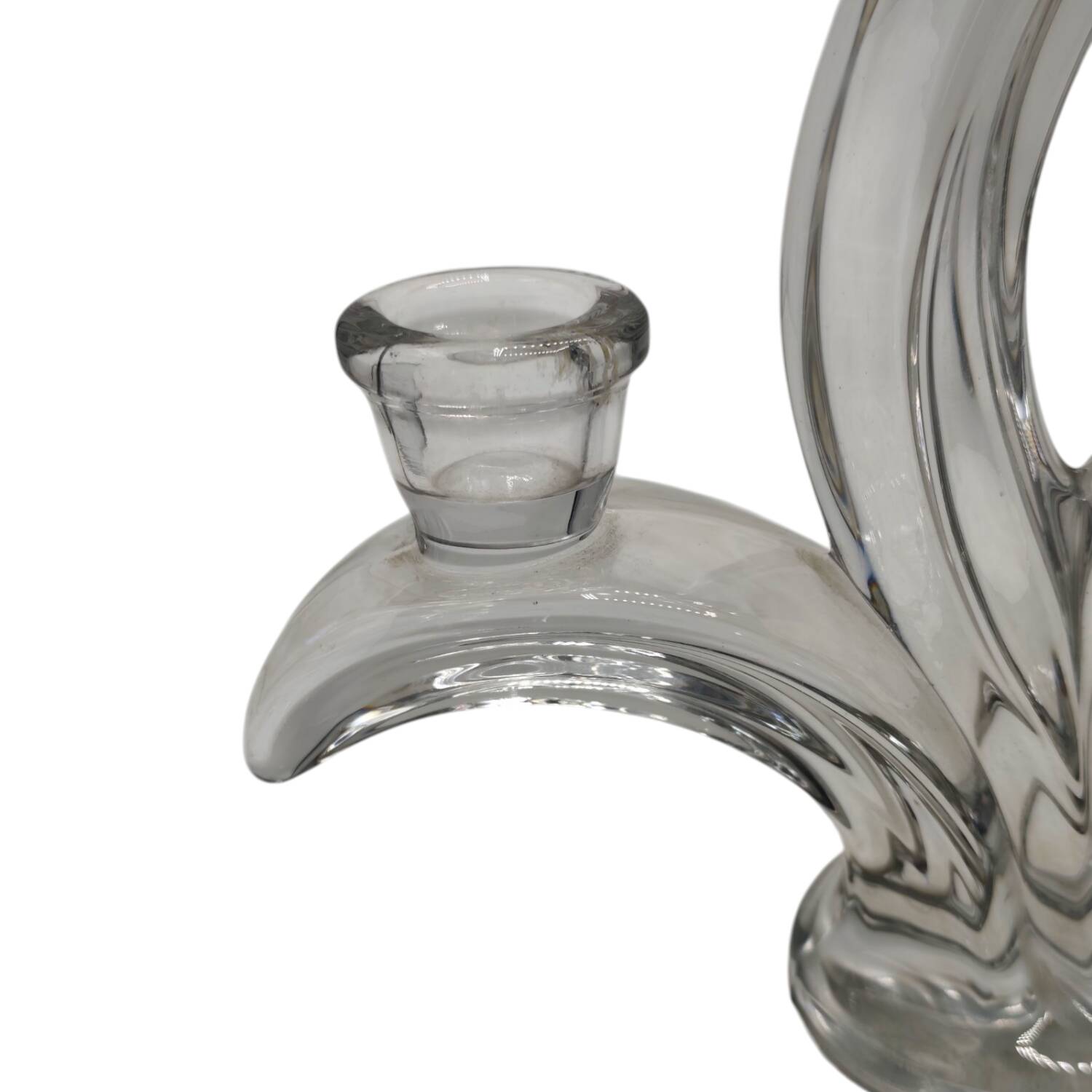 Vintage 1950s Art Deco Style Glass Candelabra - Sculptural Design