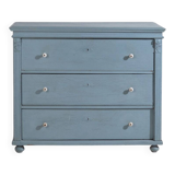 Antique painted pine chest of drawers – European rustic blue chest of drawers – circa 1900