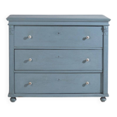 Antique painted pine chest of drawers – European rustic blue chest of drawers – circa 1900