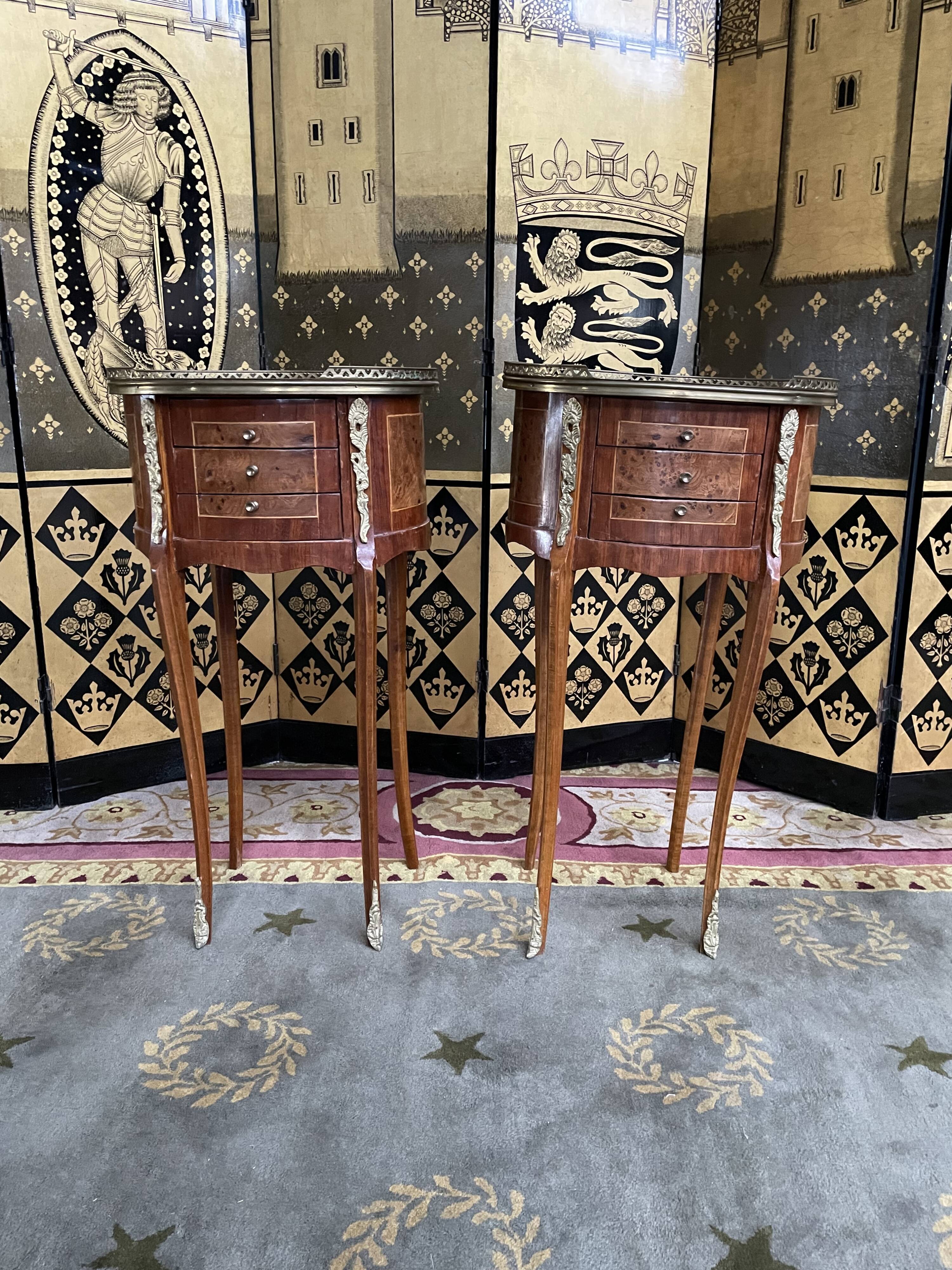 Pair of Louis XV marquetry bedside tables