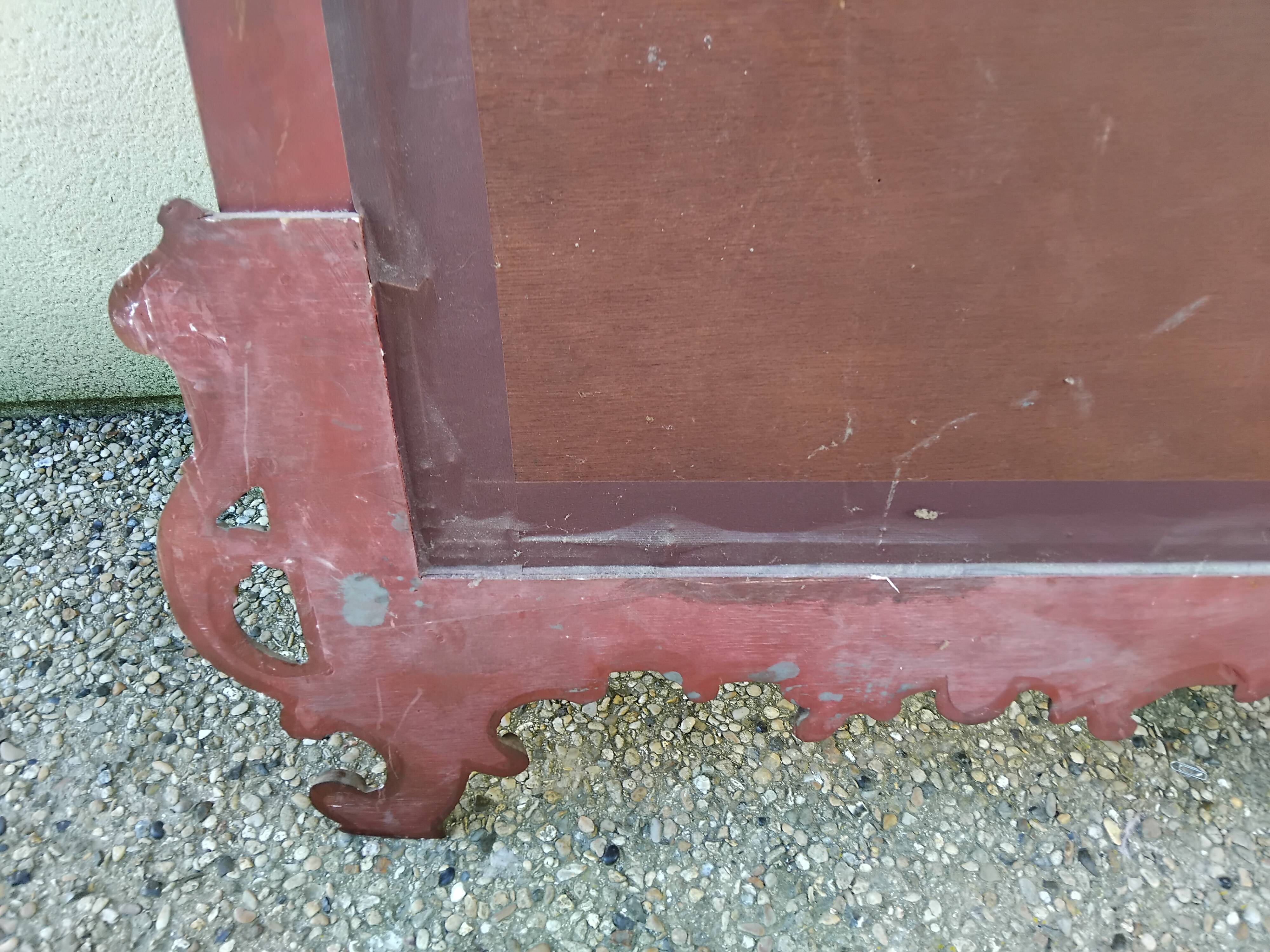 Old large Louis XV style mirror, stucco, wood, resin, beveled