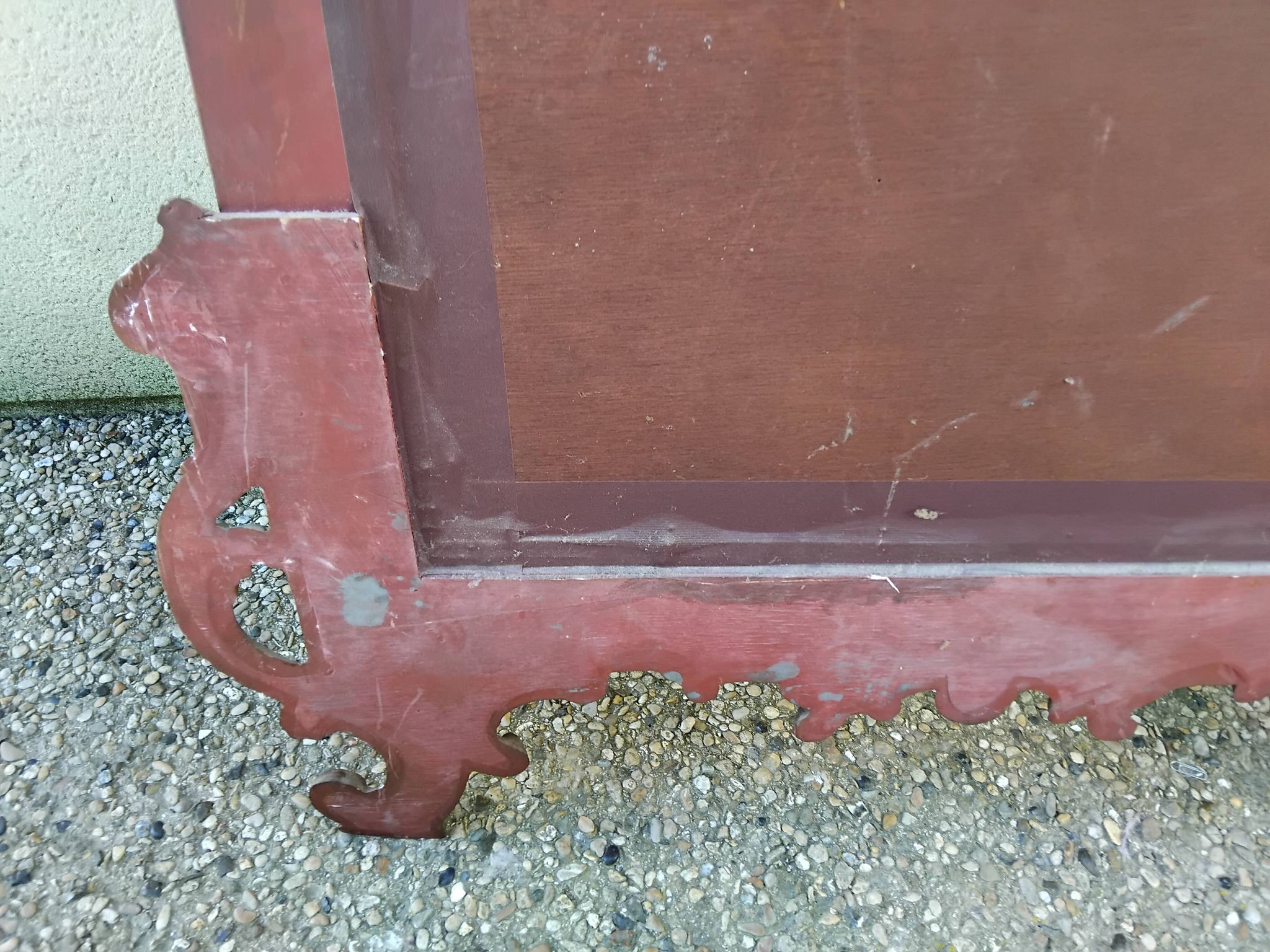 Old large Louis XV style mirror, stucco, wood, resin, beveled