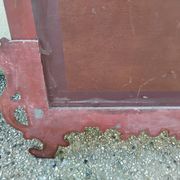 Old large Louis XV style mirror, stucco, wood, resin, beveled