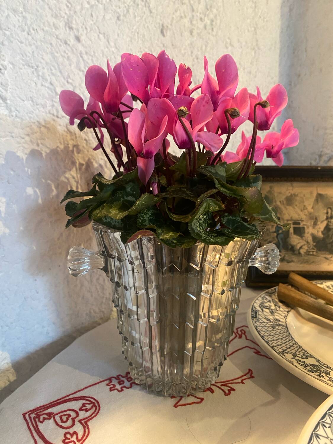 Antique molded glass ice bucket