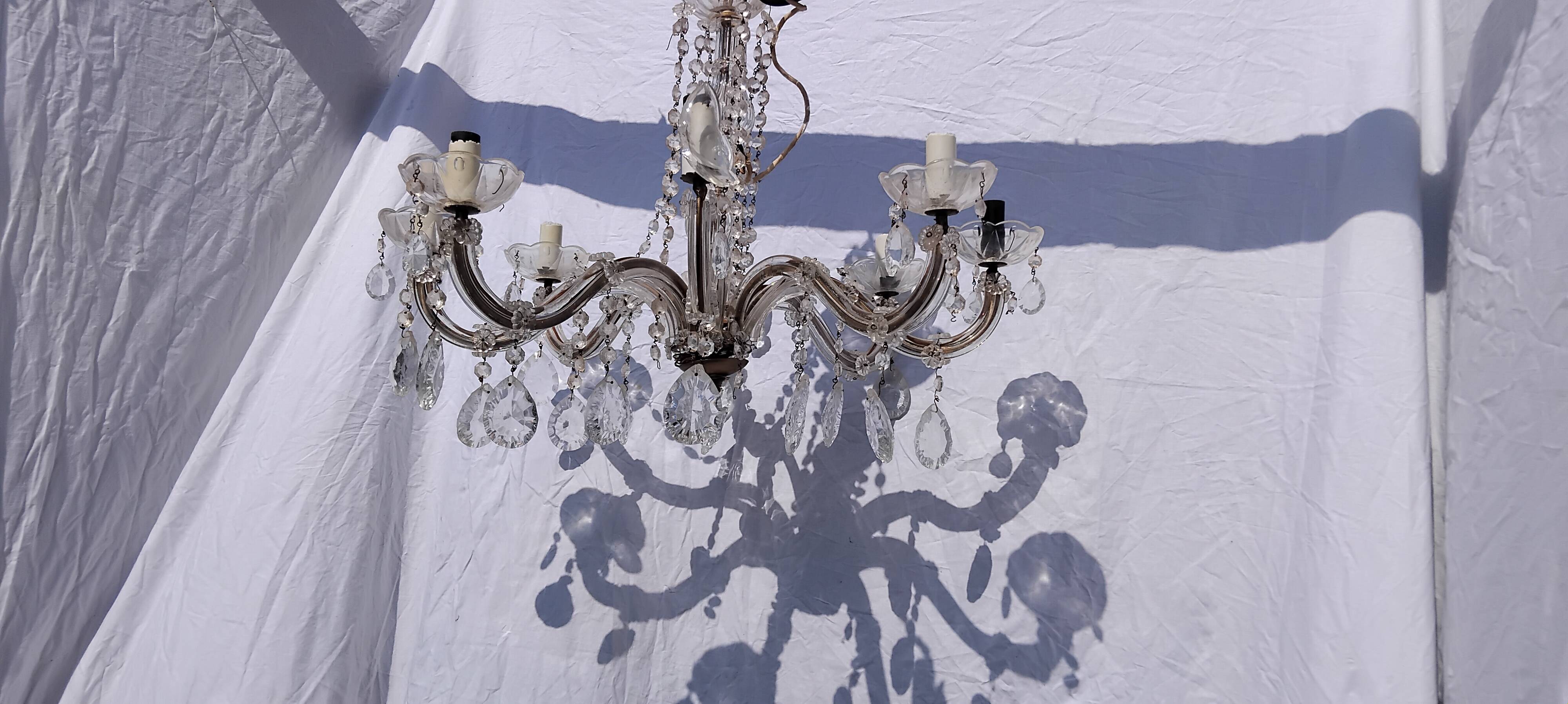 4 vintage crystal chandelier pendants