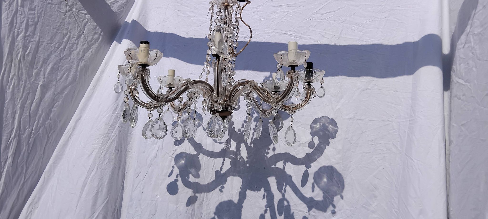 4 vintage crystal chandelier pendants
