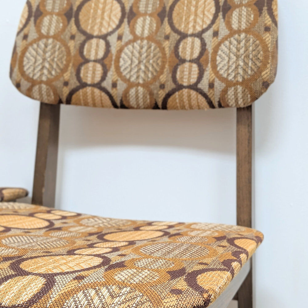 5 vintage oak chairs & original fabric