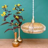 Vintage art deco pendant light with a yellow and white Clichy glass lampshade