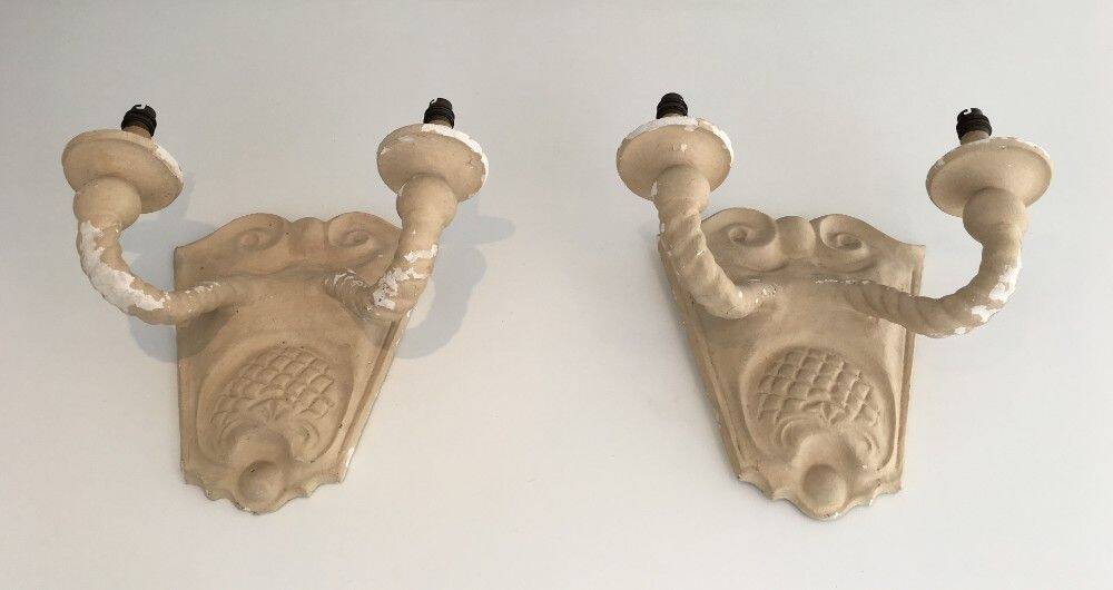 Pair of plaster wall lights