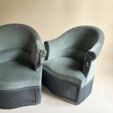 Blue velvet frog armchairs