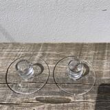 Pair of transparent glass candlesticks