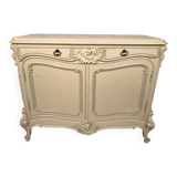Low rocaille style sideboard in cream lacquered wood, circa 1900