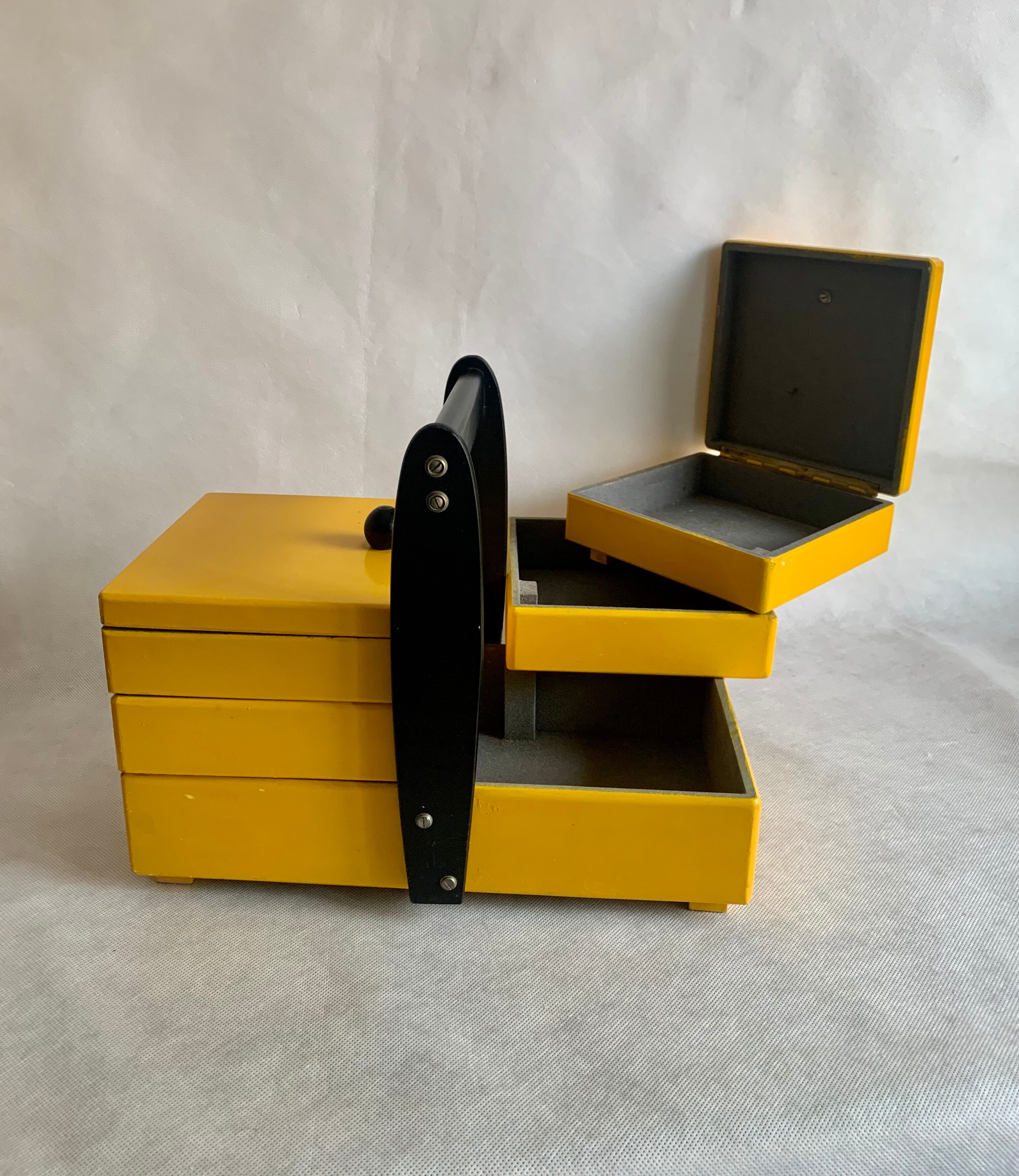 Wooden sewing basket, 1960s