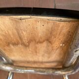 Pair of white formica chairs and stool