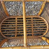 Oval vintage rattan coffee table