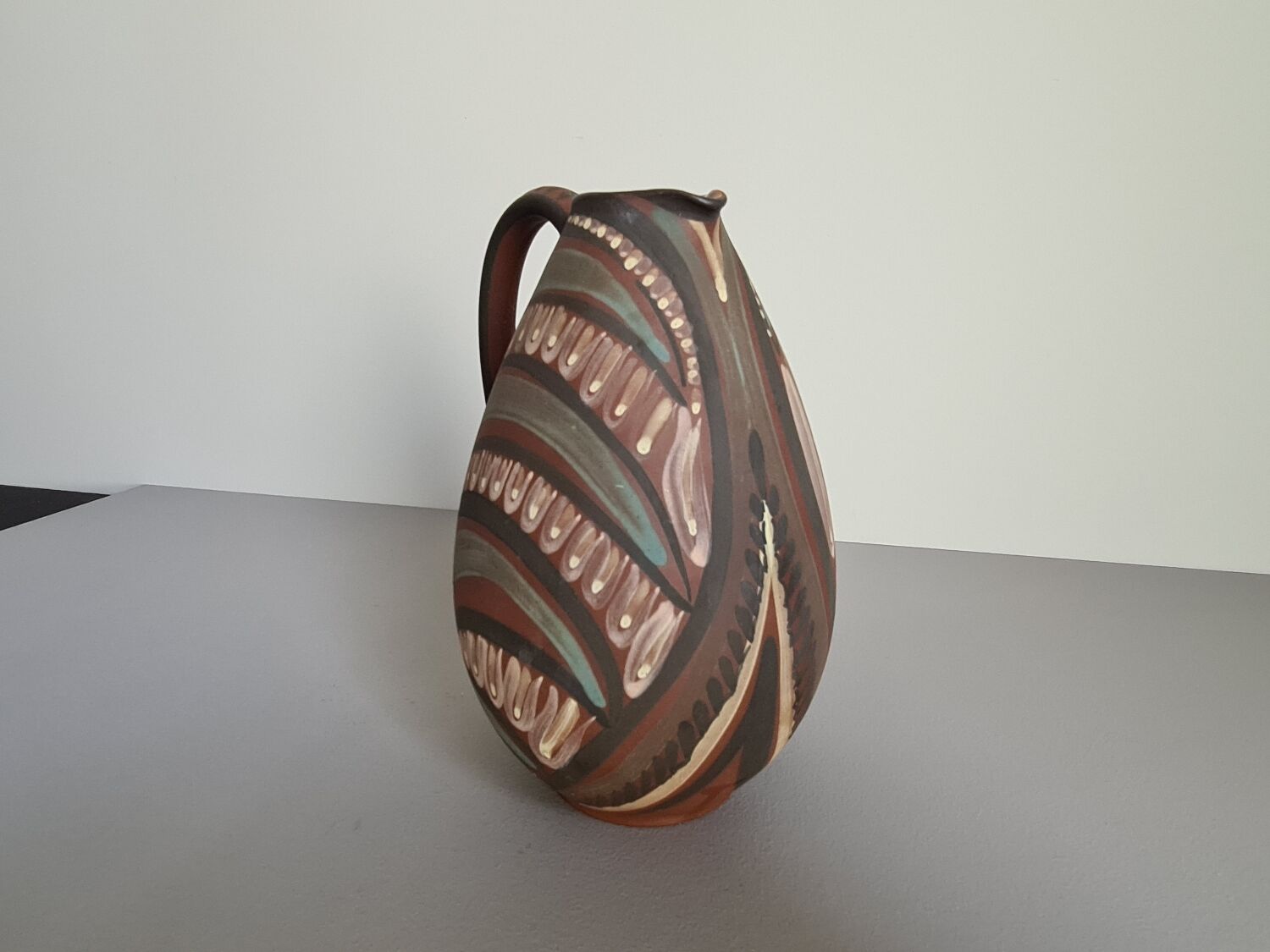 60 year pitcher / arts and crafts / collectible ceramics / vintage / signed / Mid-Century