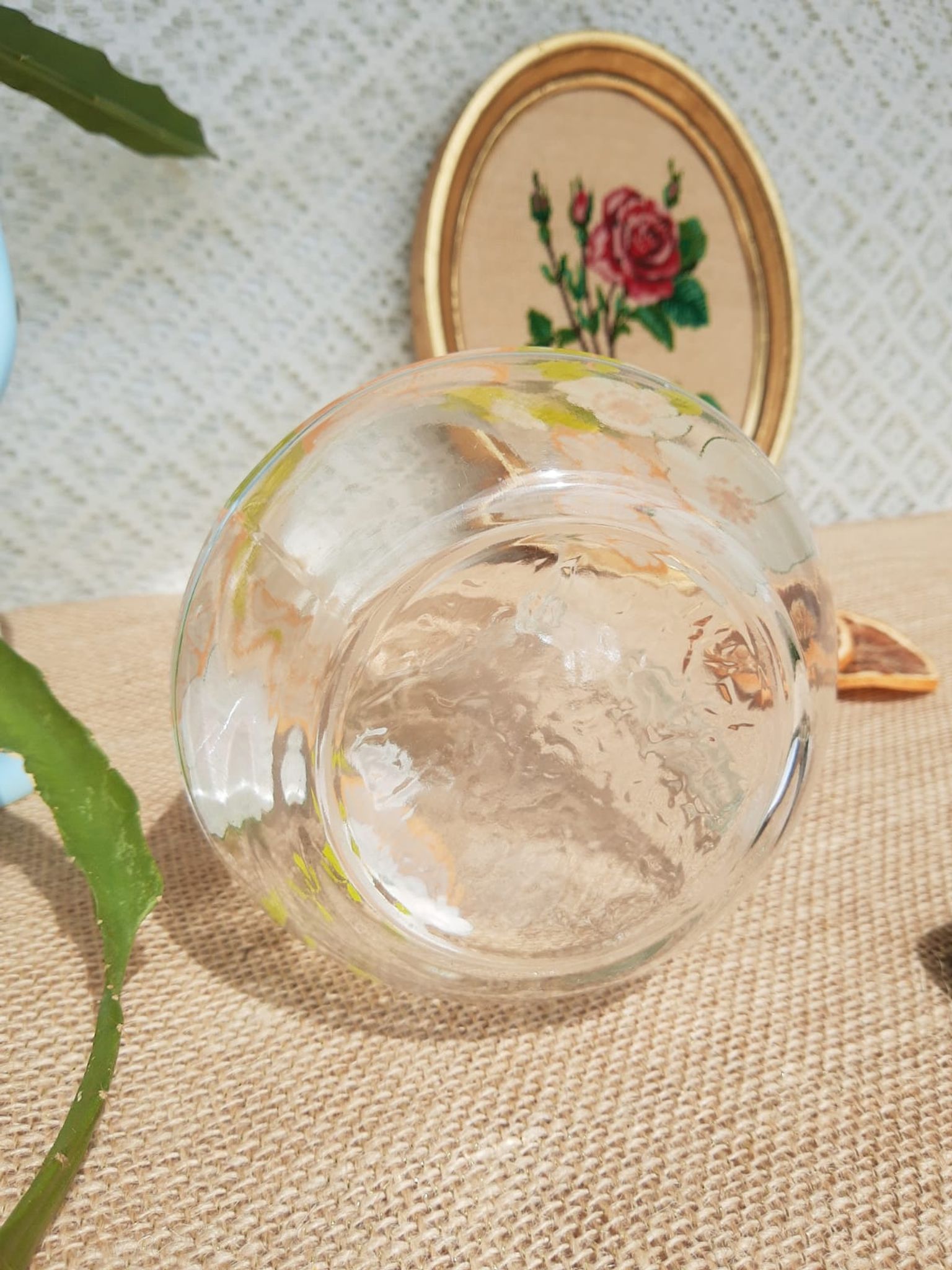 Carafe patterns flowers in glass -vintage