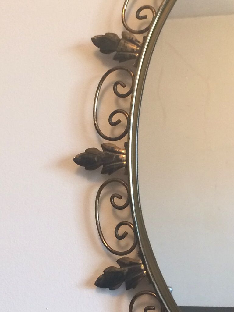 Deknudt 60s gold brass oval mirror- 65x50cm