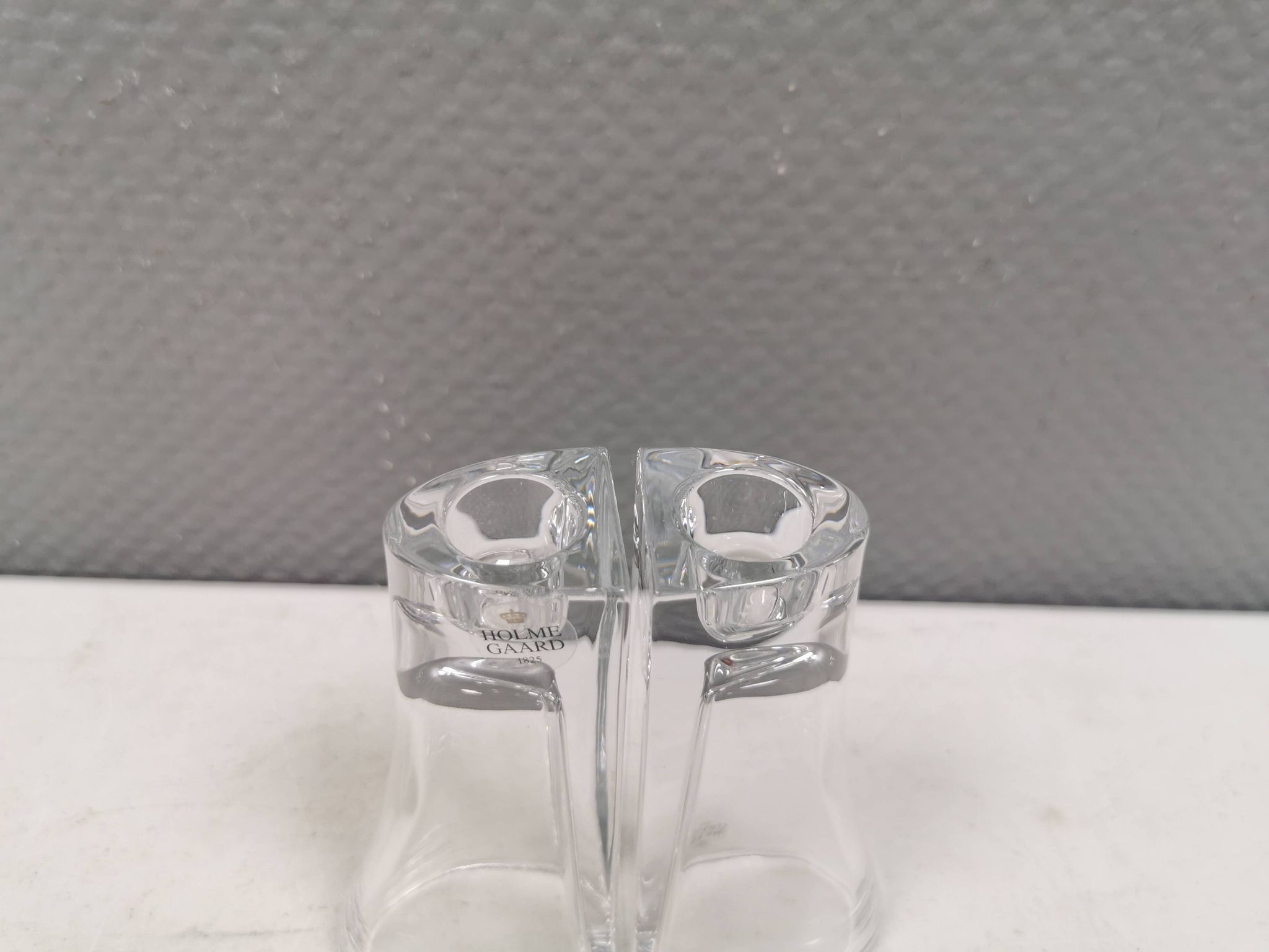 Vintage glass candlesticks/vases from the Danish Holmegaard glassworks.