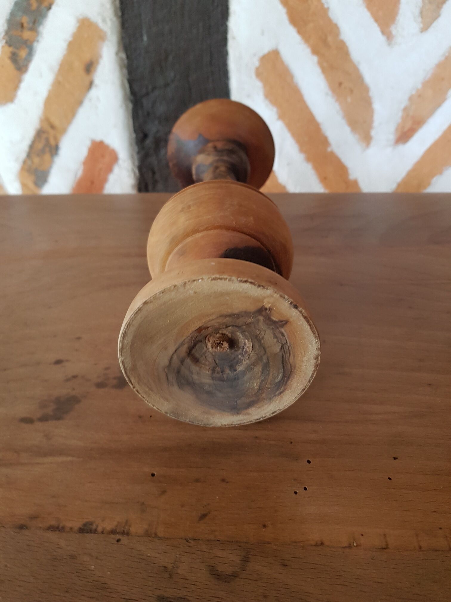 Solid olive candle holder