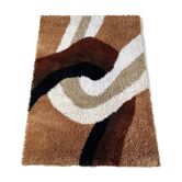 Vintage Modernist Multi-Color High Pile Rya Rug by Concepts Intenational, 1970s