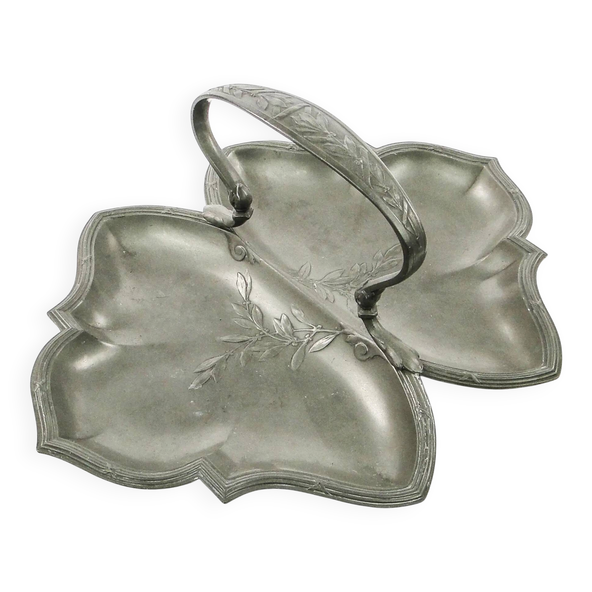 Art Nouveau appetiser cabaret, pewter, Germany, early 20th century
