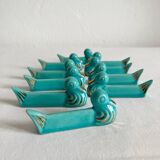 10 vintage duck blue ceramic knife holders from the 50s