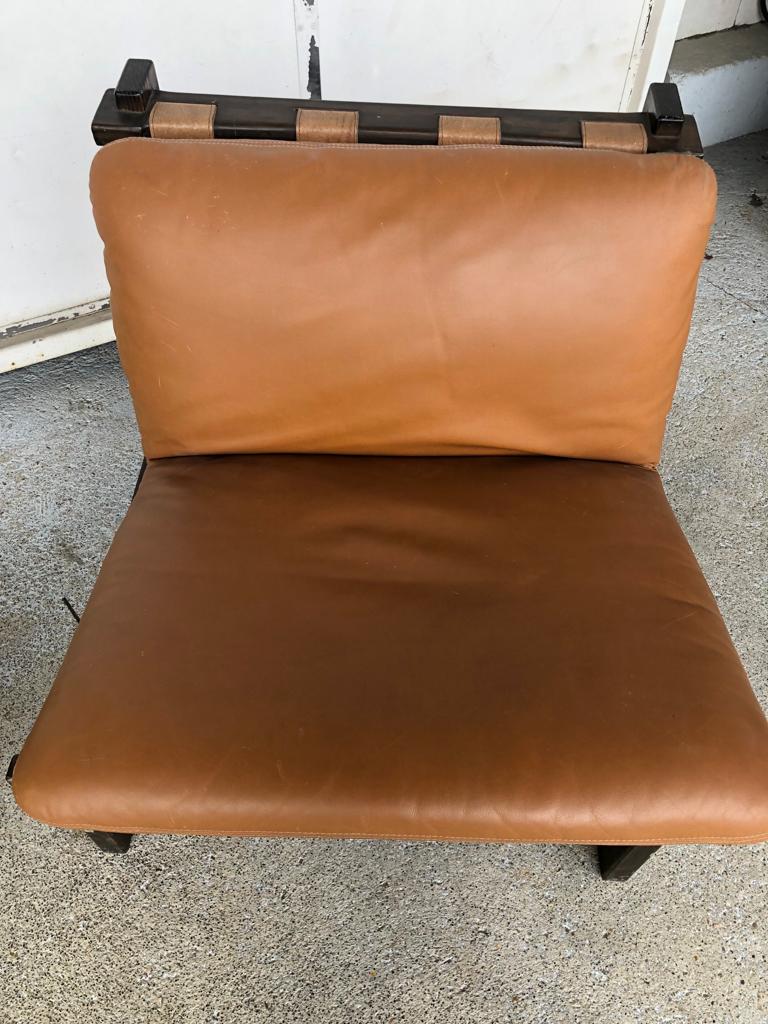 Pair Of Scandinavian Armchairs By Carl Straub Leather Circa1960