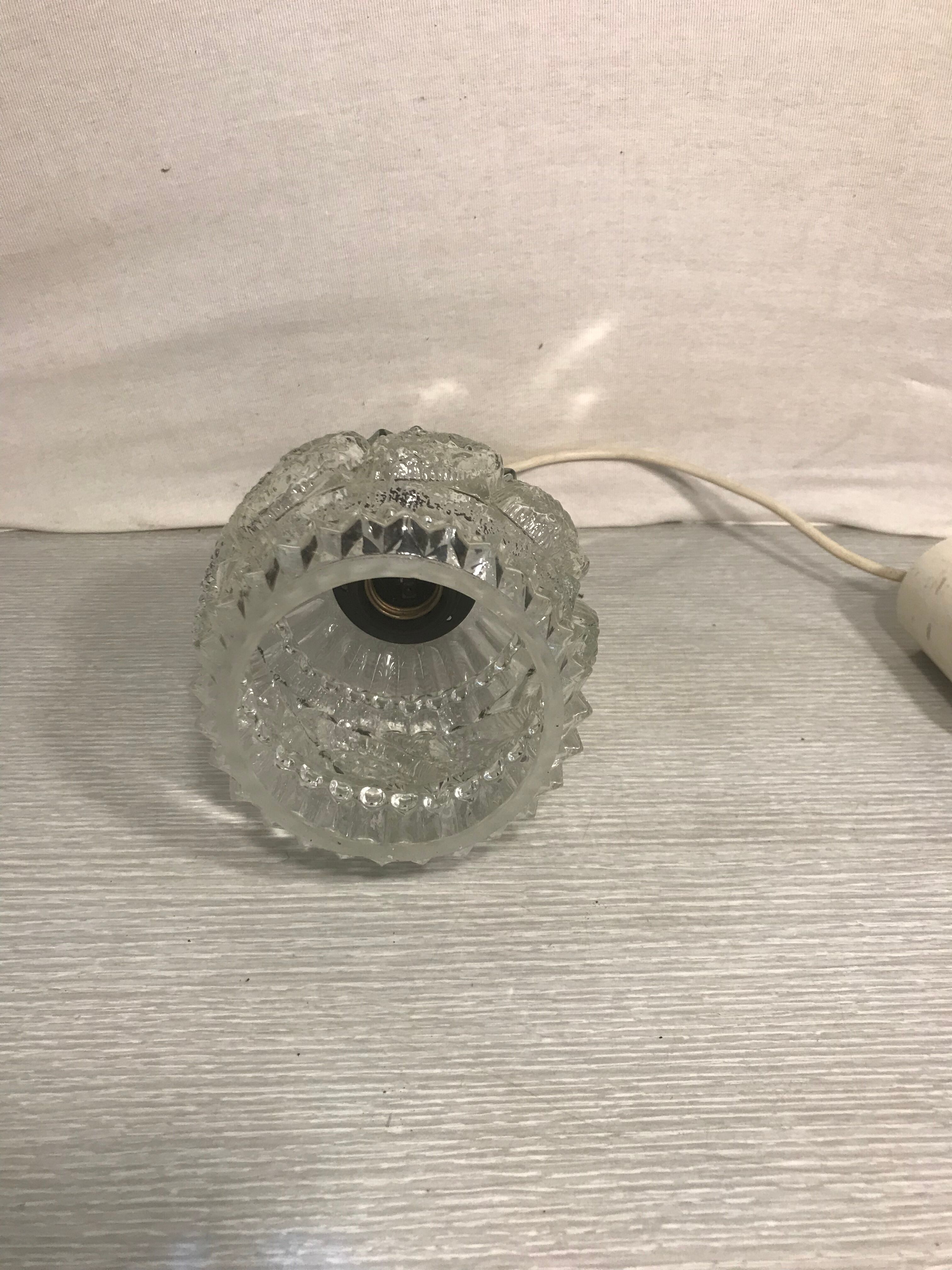 Old glass molded shape geometric shape years 70