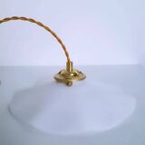 Wavy white opaline pendant light 1960 1970