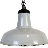 Industrial Grey Enamel Factory Pendant Lamp, 1960s