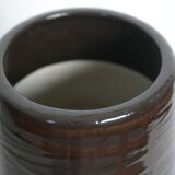 Vase ceramic flowers and brown glass