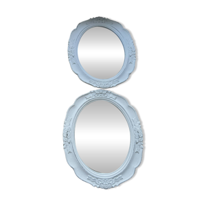 Miroir ovale bois blanc