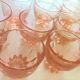 Set of 12 antique small pink glasses