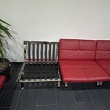 Ensemble de 5 Chauffeuses Modulables Poltrona Frau en Cuir Rouge