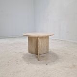 Italian Round Coffee or Side Table in Travertine, 1980s