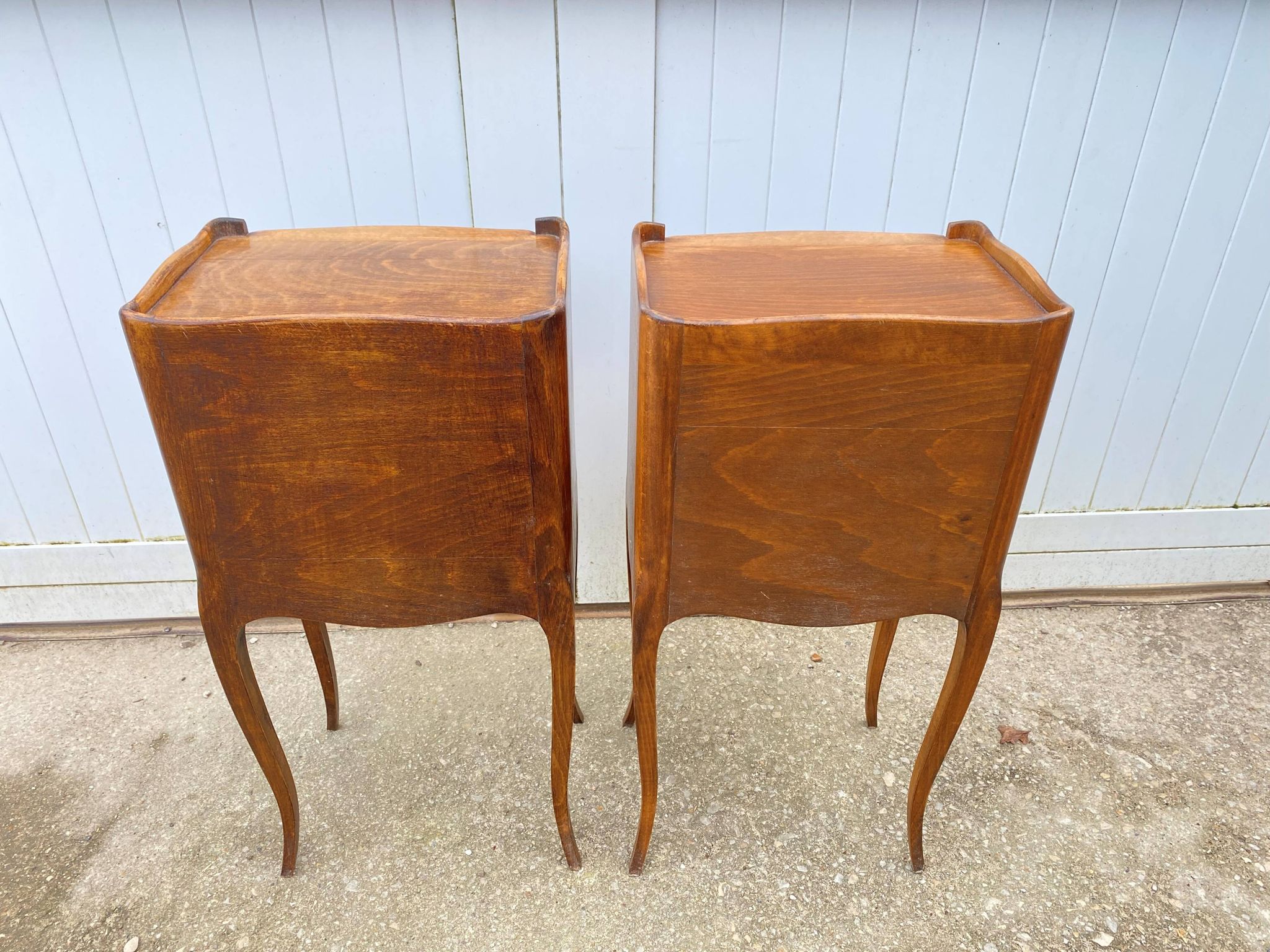 Pair of bedside tables with 1 drawer and a niche, Louis XV style