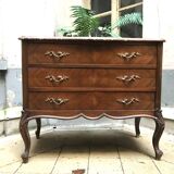 Louis XV style chest of drawers in wood and marble