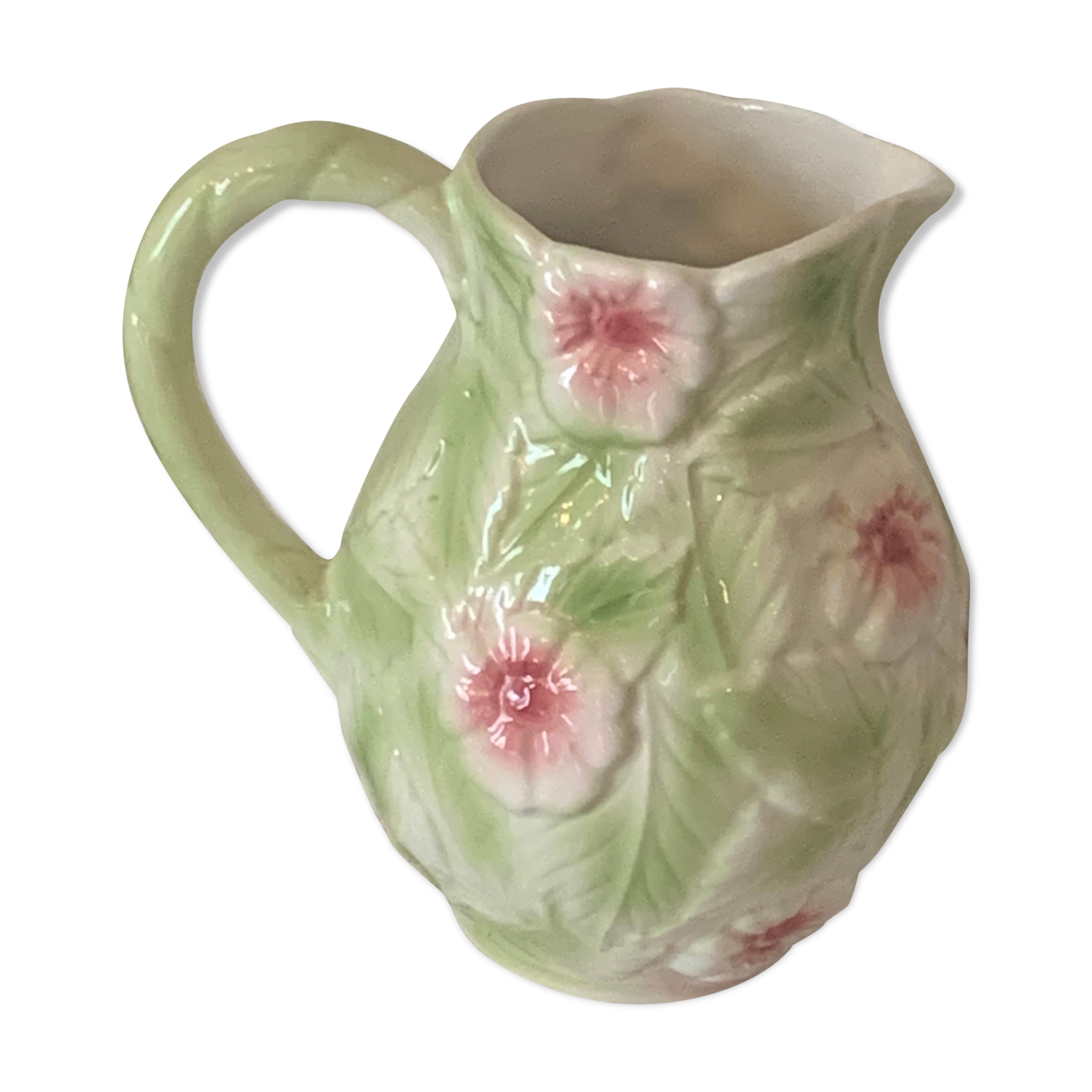 Ceramic dabbling jug enamelled floral motif
