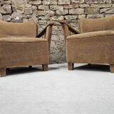 Pair of 50" Brutalist armchairs