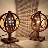 Paire de lampes de chevet bambou