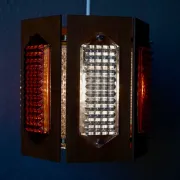 Scandinavian suspension teak pressed glass Wiktor Berndt A-lighting 1960s