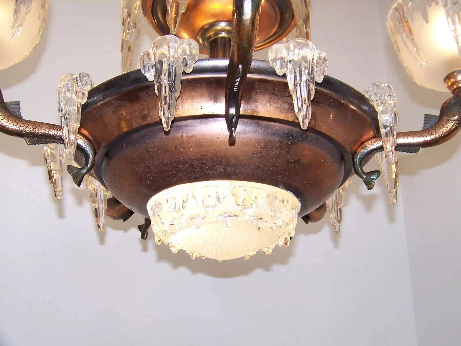 Art Deco chandelier signed Ezan, France