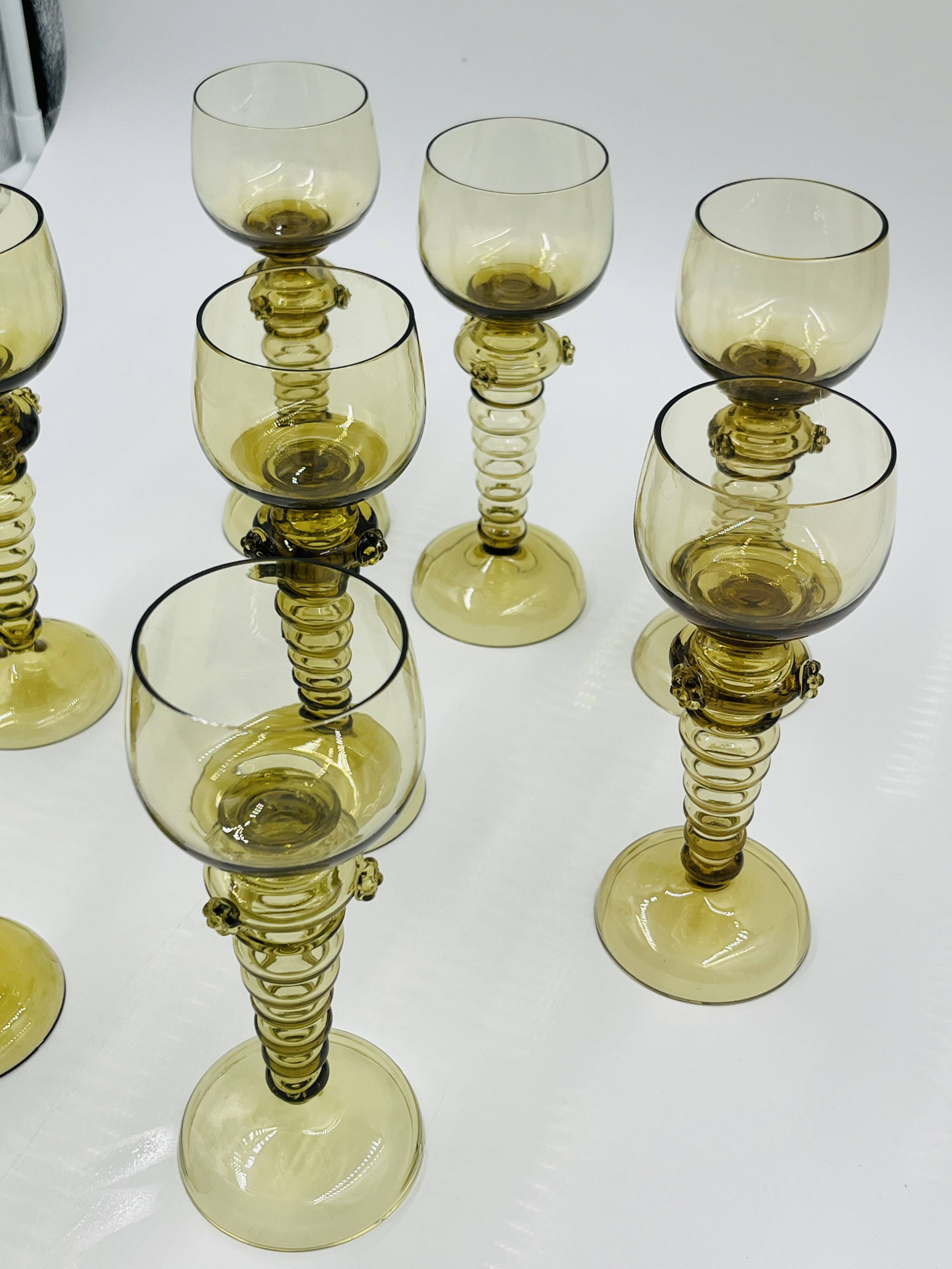 Lot de 8 verres à vin Roemer verts
