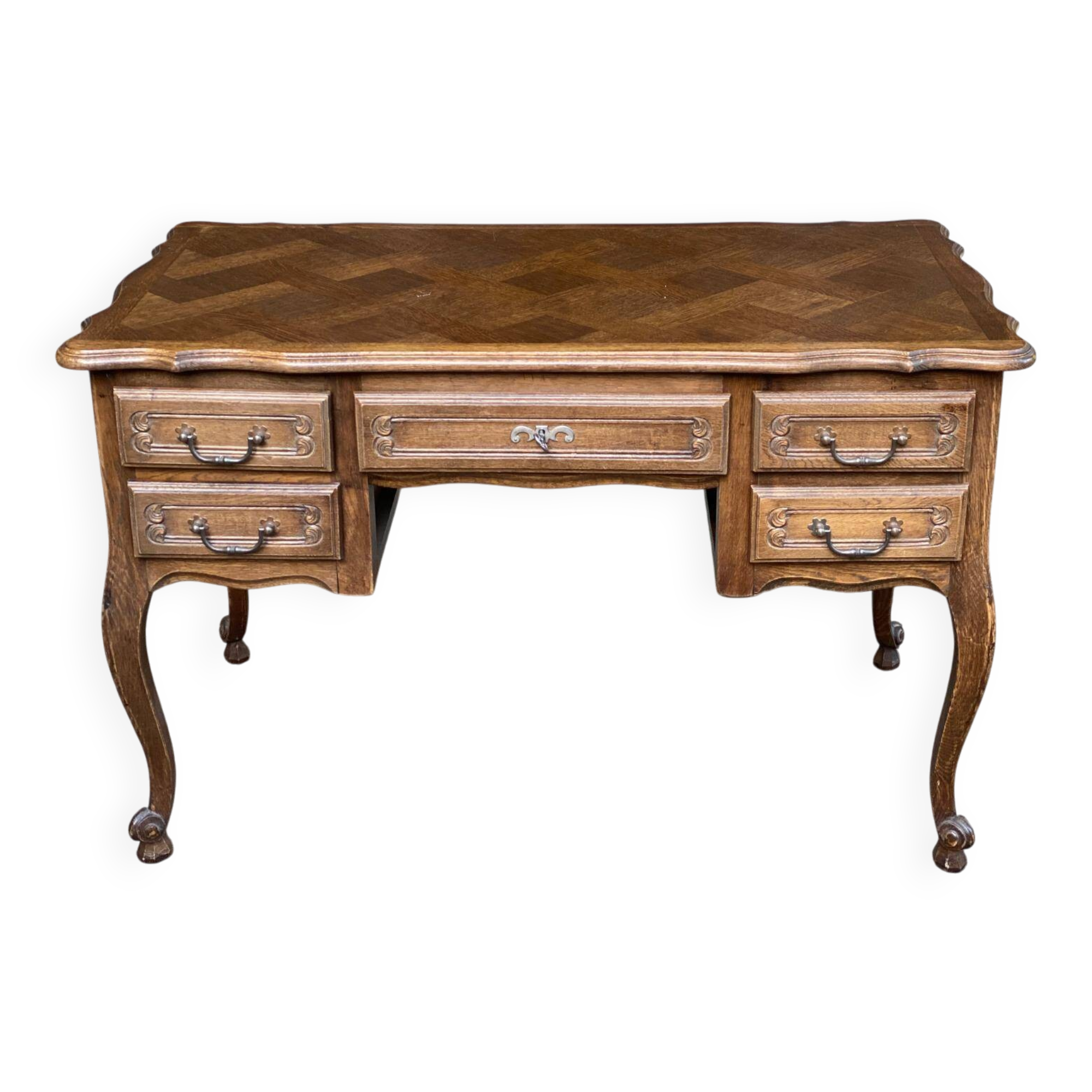 Louis XV style oak center desk