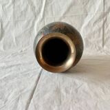 Vintage brass vase with cloisonné enamel floral decoration