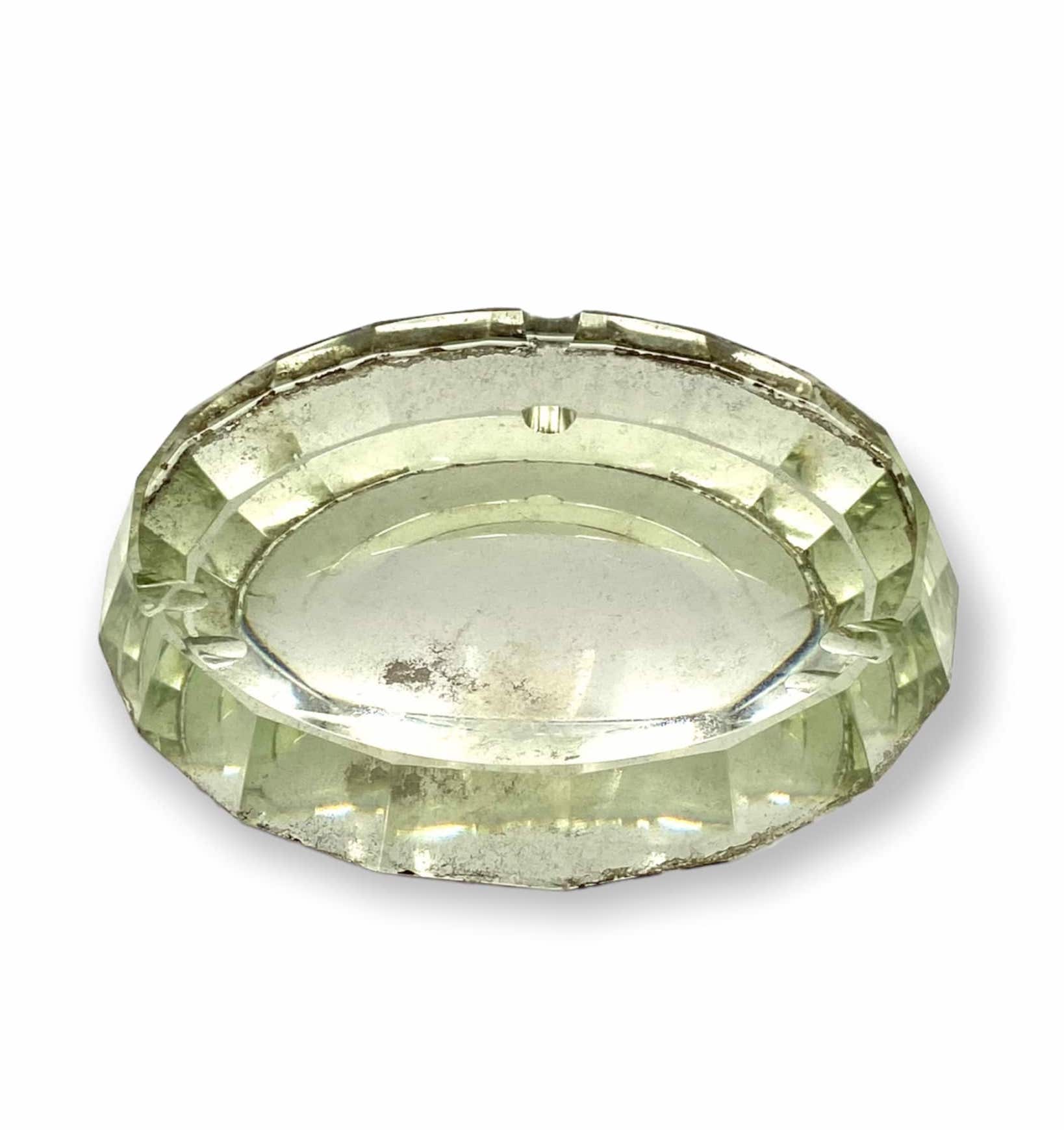 Modern mirrored crystal beveled ashtray, Italy 1940s