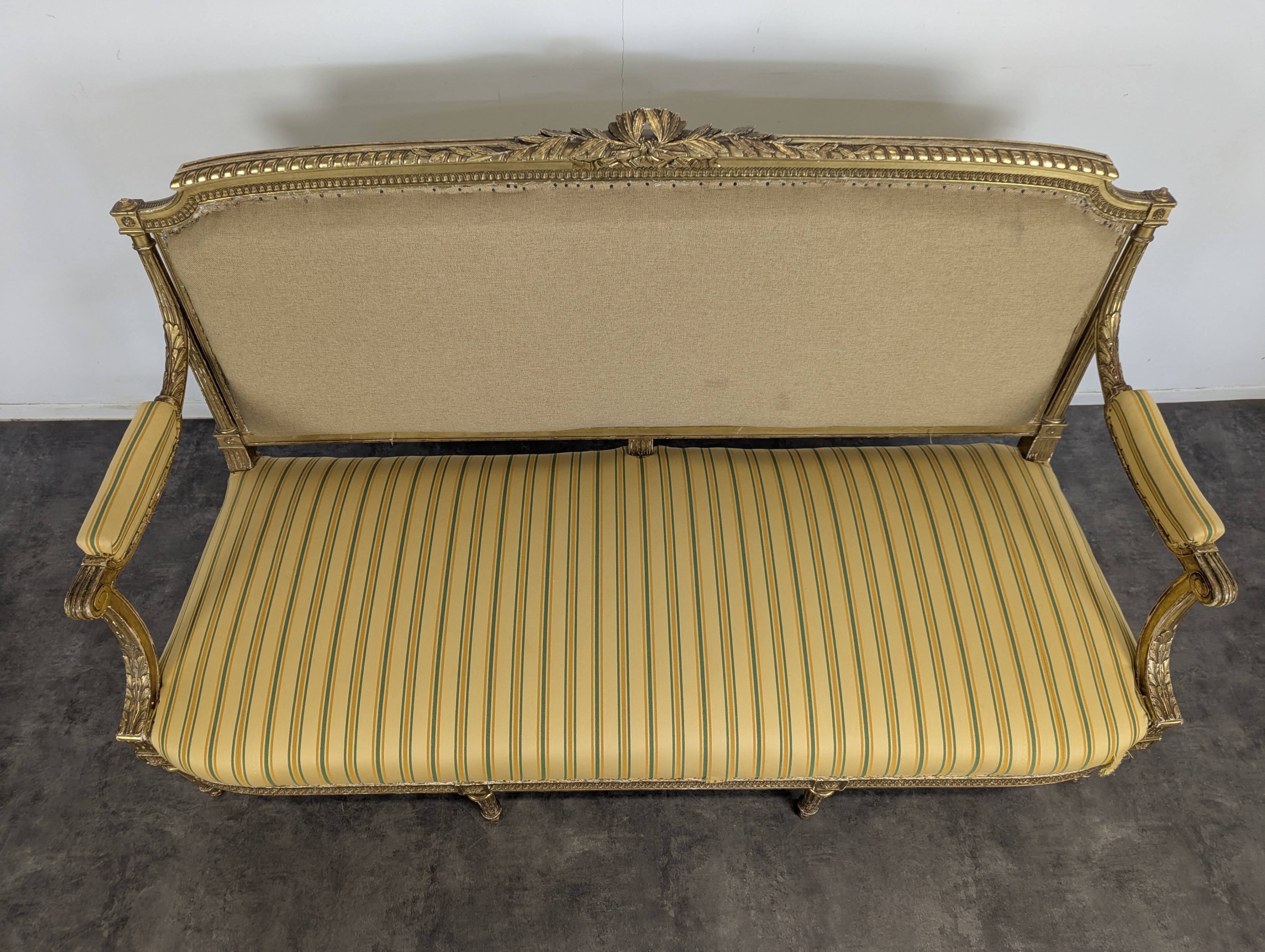 Louis XVI style canapé from the Napoleonic III era in gilded wood.